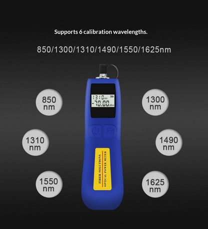 Optical Power Meter -70~+10 dBm Fiber Light Meter for Testing 6 Calibrated Wavelengths, 70g Light Weighted V1192-AZ-W-4015