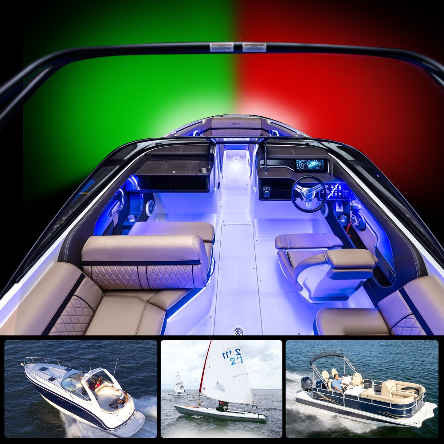 2pcs LED Boat Navigation Light Red and Green LED Marine Navigation Light Boat Bow Light for Pontoon and Small V1192-AZ-W-4016