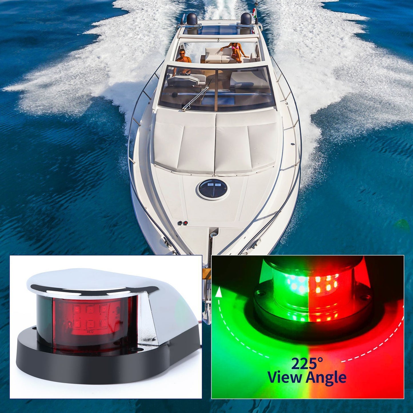 2pcs LED Boat Navigation Light Red and Green LED Marine Navigation Light Boat Bow Light for Pontoon and Small V1192-AZ-W-4016