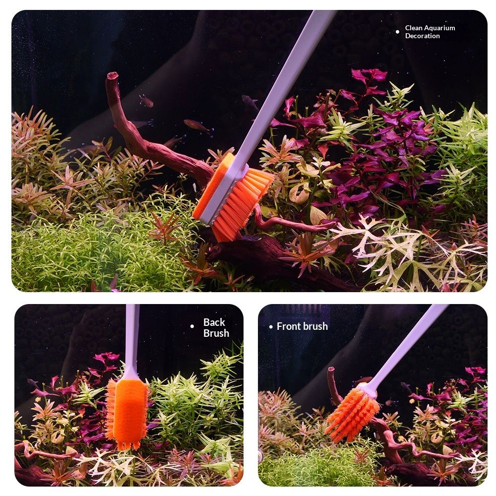 2 PCS Small Aquarium Cleaning Tool, Algae Scraper for Fish Tank, Long Handle Aquarium Brush, Fish Tank V1192-AZ-W-9023