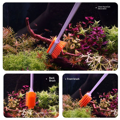 2 PCS Small Aquarium Cleaning Tool, Algae Scraper for Fish Tank, Long Handle Aquarium Brush, Fish Tank V1192-AZ-W-9023