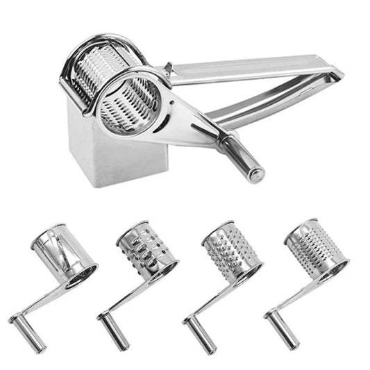 Rotary Cheese Grater Stainless Steel Handheld Rotary Parmesan Grater Cheese Cutter Slicer Shredder with 4 V1192-AZ-W-9026