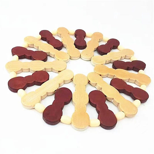 Set of 3 Small Handmade Wooden for Hot Dishes - 6.29in- Coasters and Hot Pads - Great Kitchen Gift V1192-AZ-W-9034