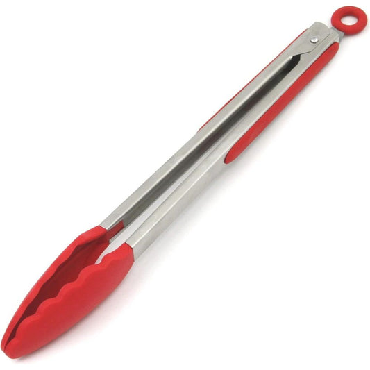 Heat Resistant Kitchen Tongs: 12 inch Large Silicone Cooking Tong with Sturdy Non Stick Coated Stainless V1192-AZ-W-9036