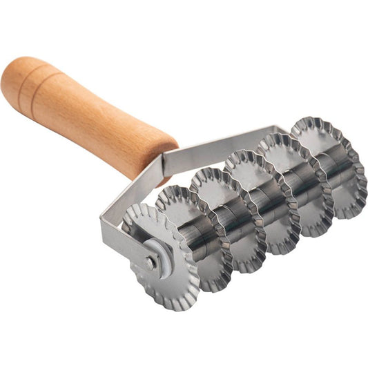Stainless Steel Dough Lattice Roller Cutter with Wood Handle Noodle Pasta Cutter Wheel Lattice Pastry Tool V1192-AZ-W-9039