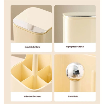 Makeup Brush Holder with Lid,4 Slots Makeup Brush Organizer,Automatic Lifting Makeup Cosmetics Organizer,for V1192-AZ-W-9043