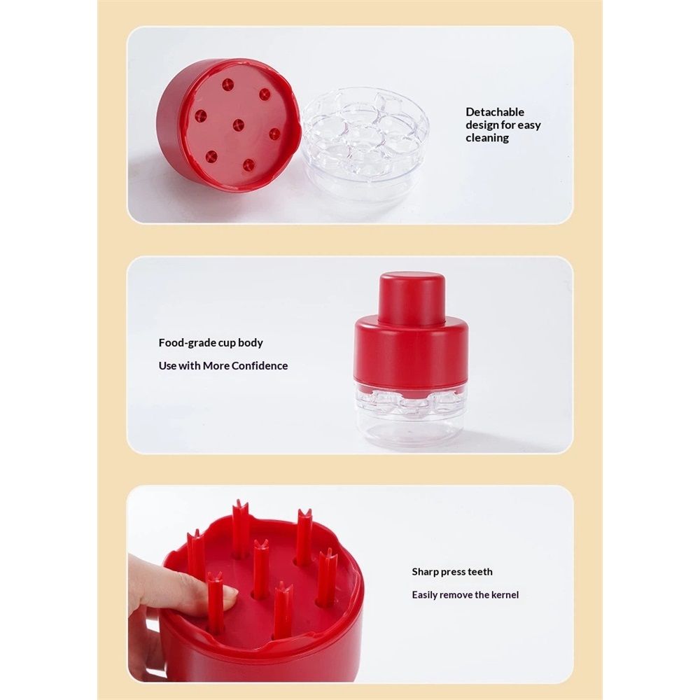 2 pack Heavy-Duty 7-in-1 Olive and Cherry Pitters Corer Tool with Space-Saving Lock Design, Multi-Function V1192-AZ-W-9044