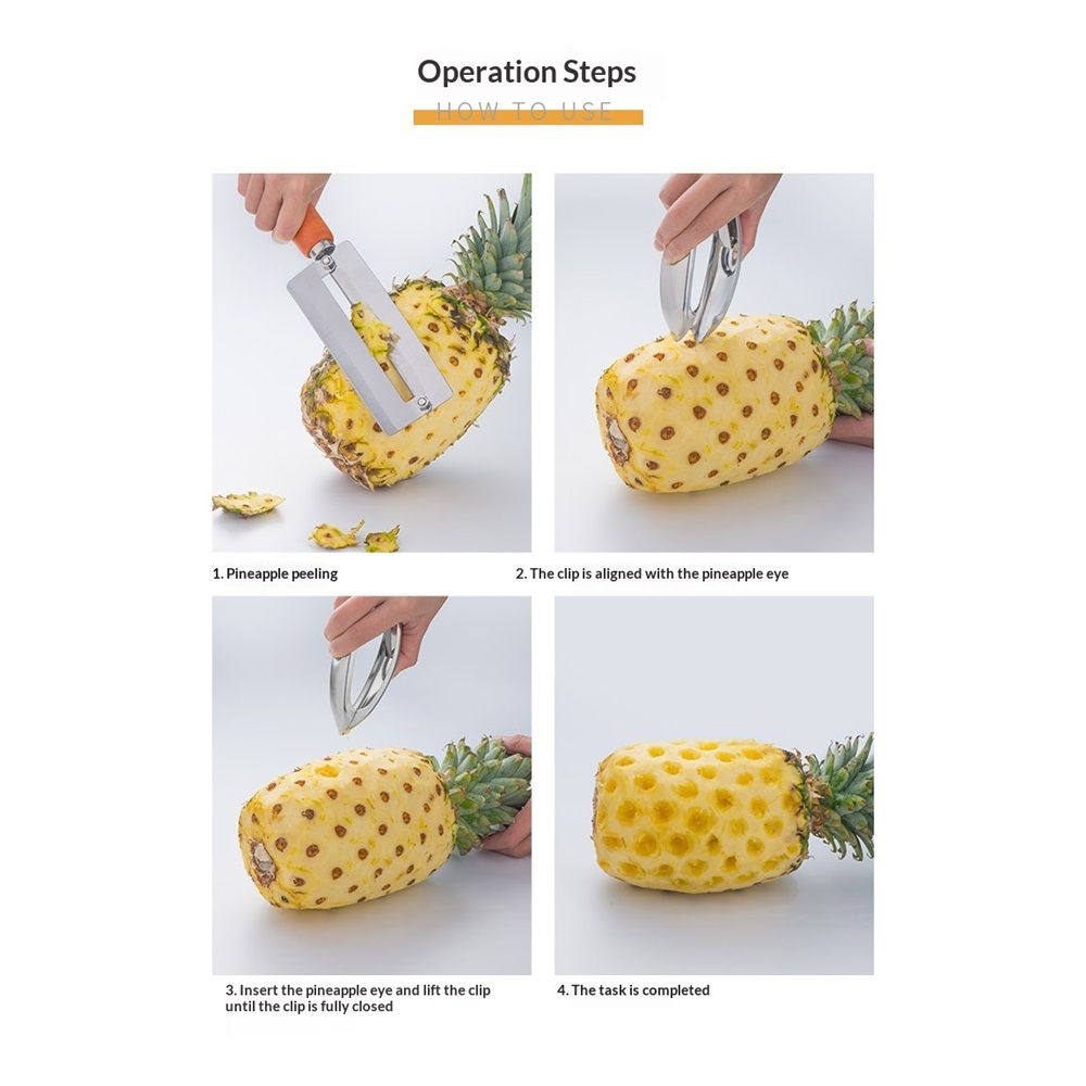 2 pack Stainless Strawberry Huller Stem Remover, Pineapple and Tomato Corer, Fruits and Vegetables Eye Peeler V1192-AZ-W-9046