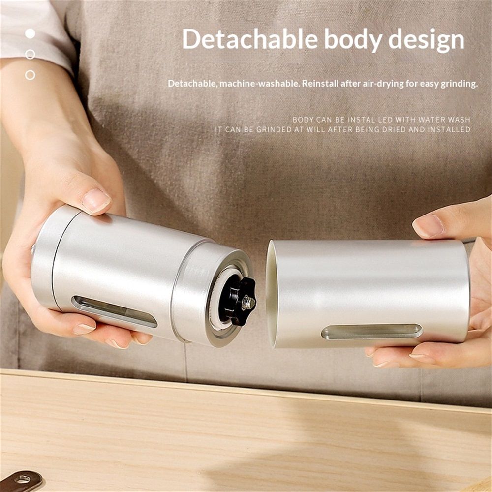 Manual Coffee Grinder - From Extra Course to Ultra Fine Grind, High Grade Conical Ceramic Burr Mill, Brushed V1192-AZ-W-9048