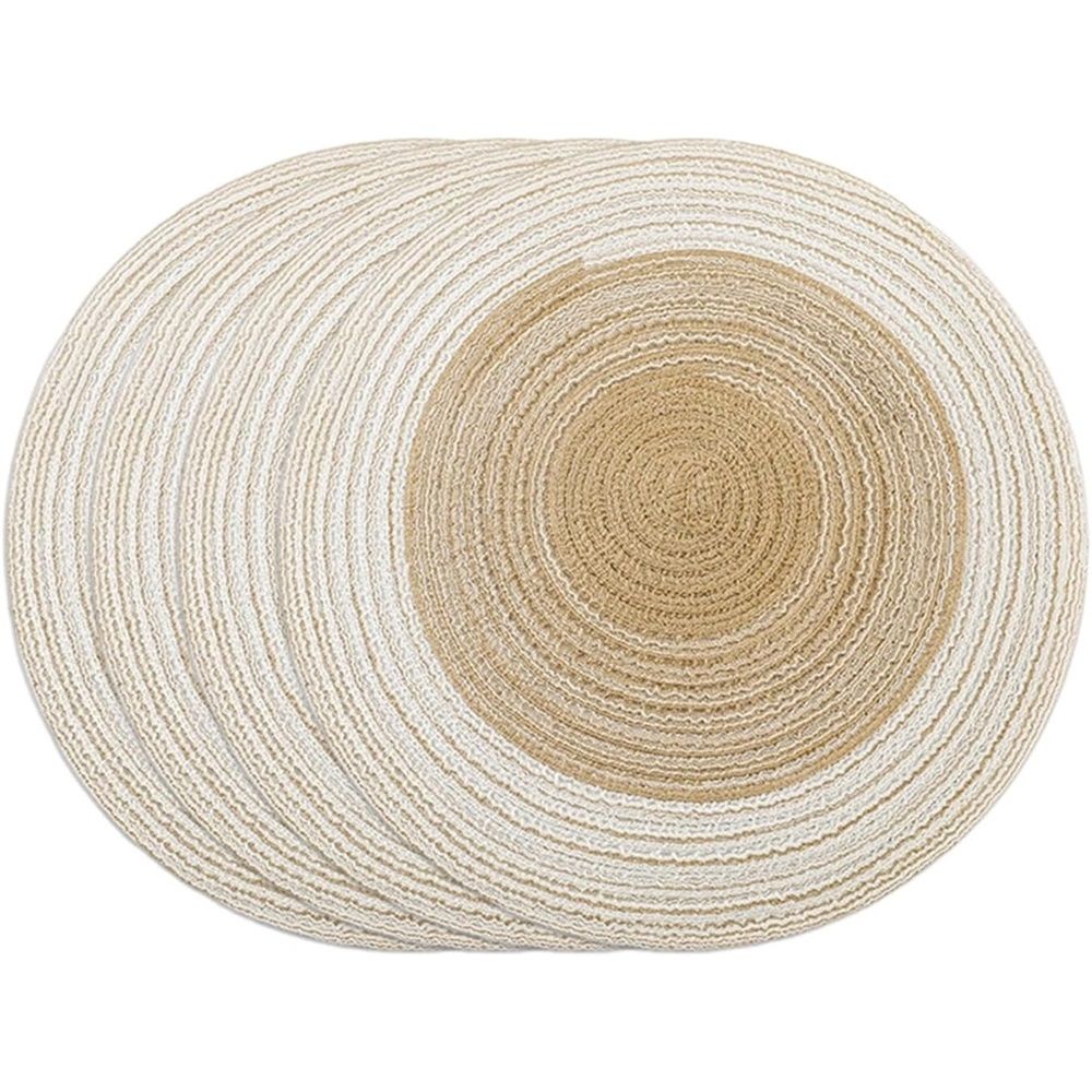 Dining Placemats Set of 4 | linen-cotton Table Mat - 14 in Diameter | Handmade Style for Dinner Plates V1192-AZ-W-9049
