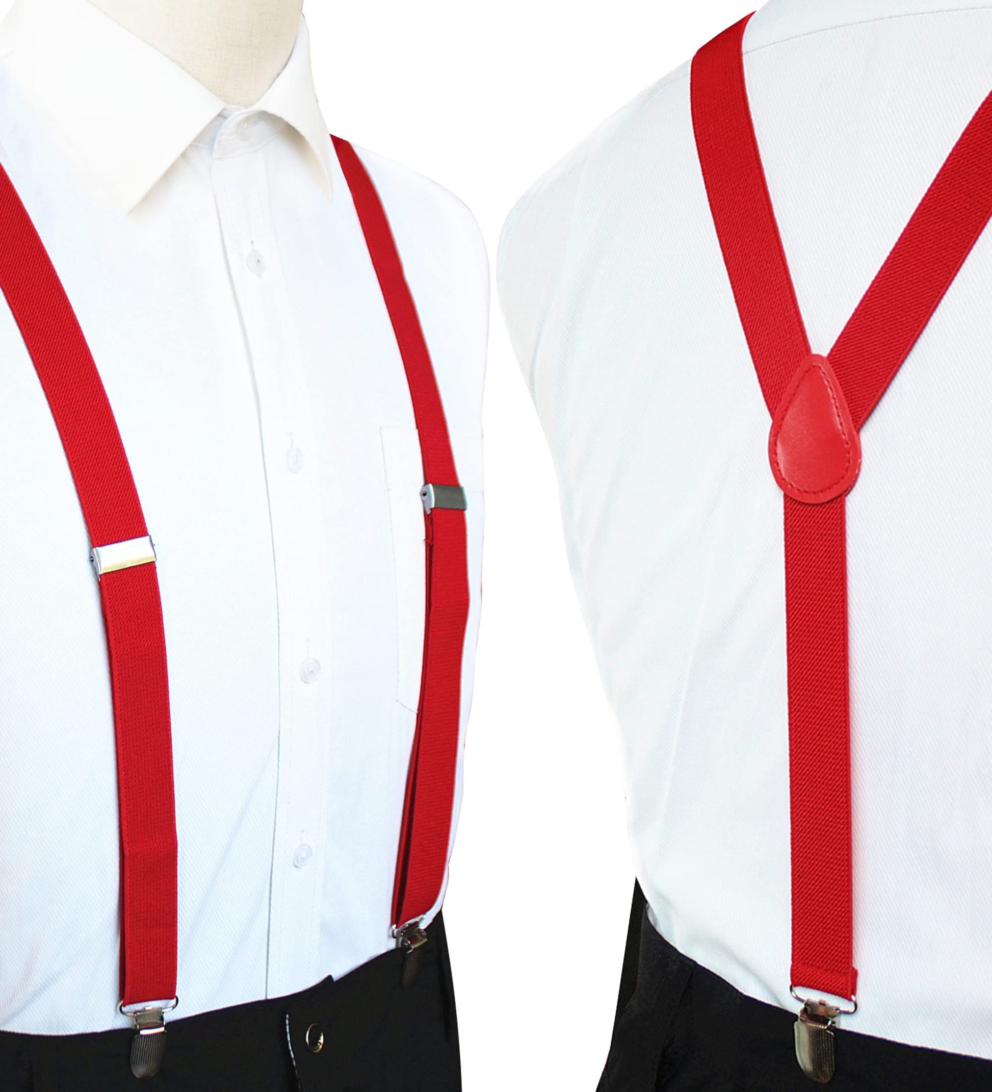 2 pack Women's Suspenders Clips Adjustable Elastic Band Y Shaped Suspender, Suspender with 3 Strong Clips V1192-AZ-W-9052