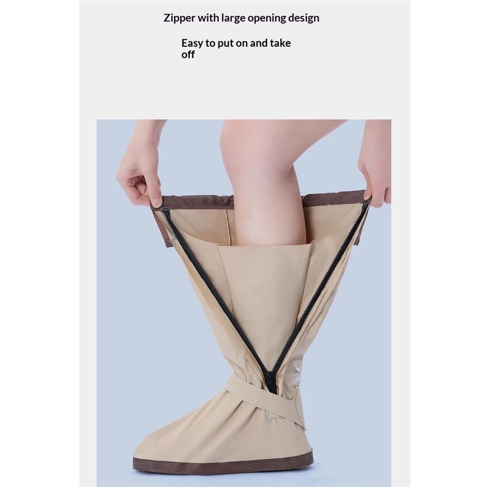 Waterproof Rain Boot Shoe Covers Reusable for Motorcycle Riding with Zipper Non-Slip Foldable Men Women Rain V1192-AZ-W-9054