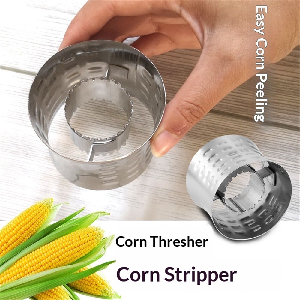 2 pack Premium Stainless Steel Corn Thresher Stripper & Peeler - Magic Corn On The Cob Removal Tool(silvery) V1192-AZ-W-9064