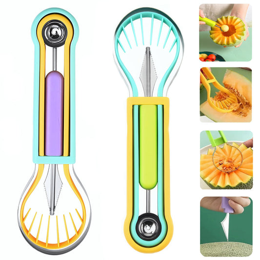 2 PCS Melon Baller Scoop Set, 4 in 1 Stainless Steel Stainless Steel Fruit Tool Set, Fruit Carving Tools for V1192-AZ-W-9066