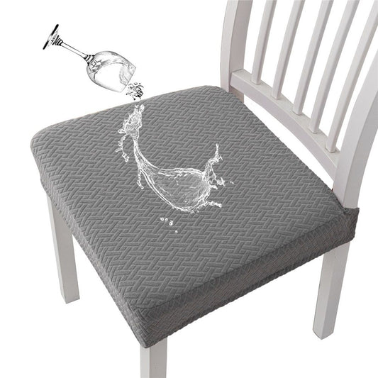 Waterproof Seat Covers for Dining Room Chairs Set of 4, Stretch Jacquard Removable Washable Chair Seat V1192-AZ-W-9067