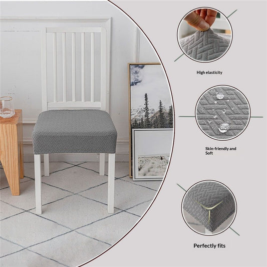 Waterproof Seat Covers for Dining Room Chairs Set of 4, Stretch Jacquard Removable Washable Chair Seat V1192-AZ-W-9067