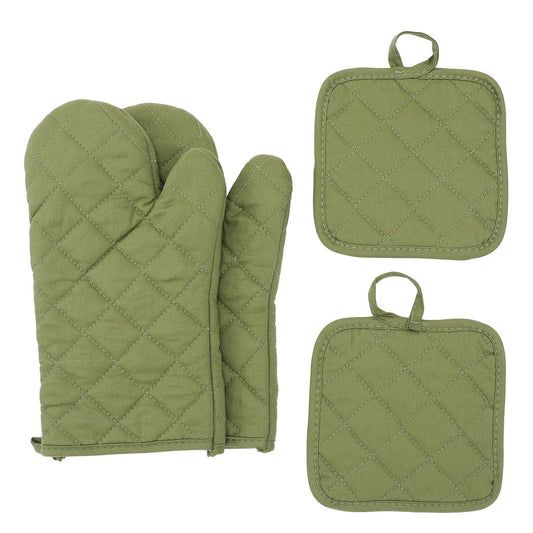 Oven Mitts and Pot Holders 4 pcs Set,High Heat Resistant 500 Degree Extra Thicken Long Kitchen Cotton Oven V1192-AZ-W-9070