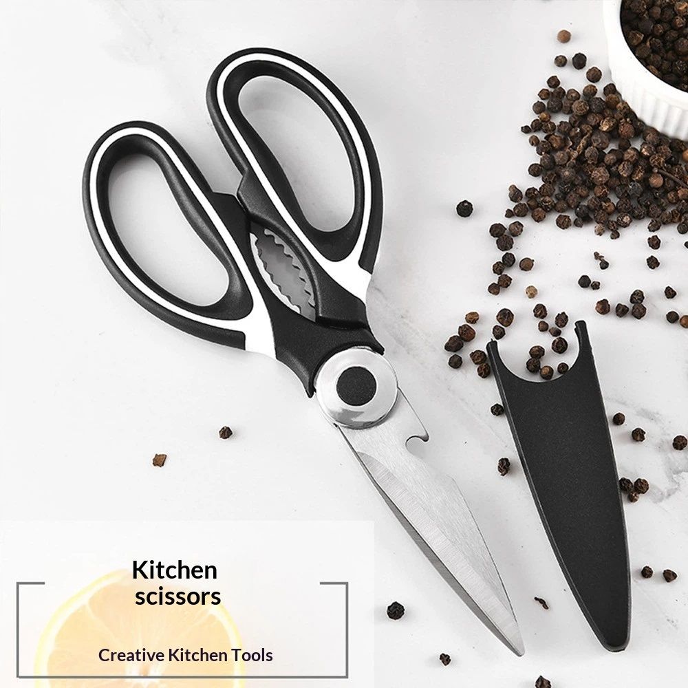 2 pack Kitchen Shears Multi Purpose Strong Stainless Steel Kitchen Utility Scissors with Cover Poulry,Fish, V1192-AZ-W-9073