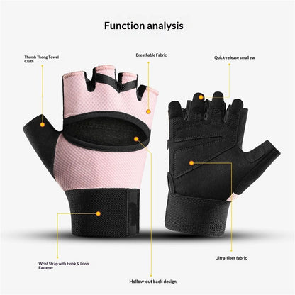 1 Pair Essential Training & Weightlifting Gloves, Fingerless Workout Gloves, for Secure Hold and Palm Padding V1192-AZ-W-9075