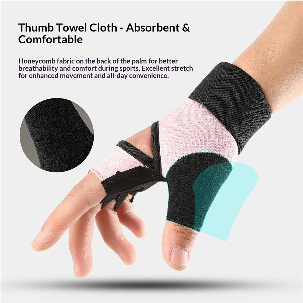 1 Pair Essential Training & Weightlifting Gloves, Fingerless Workout Gloves, for Secure Hold and Palm Padding V1192-AZ-W-9075