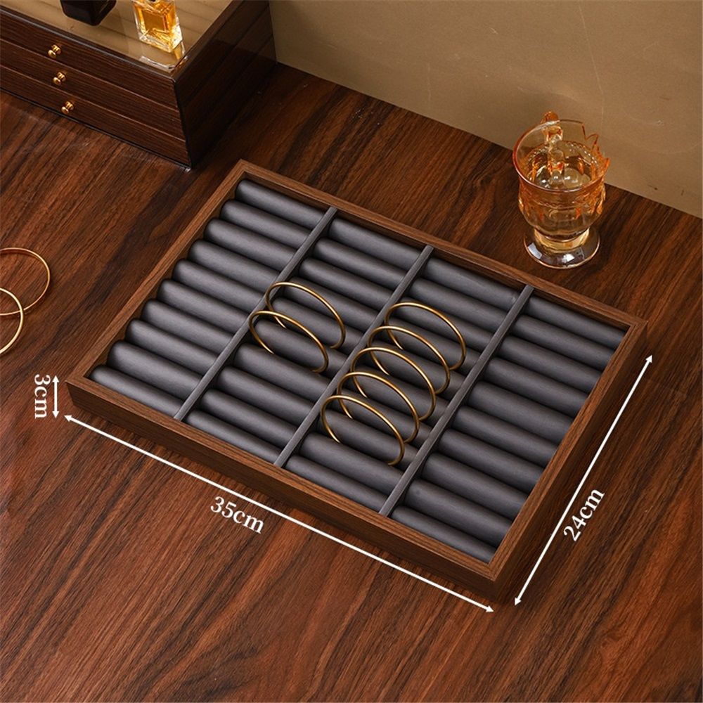 Solid Wood Jewelry Tray Ring Earring Display Showcase Jewelry Organizer,with Ring Holder Ring Box(Only V1192-AZ-W-9078
