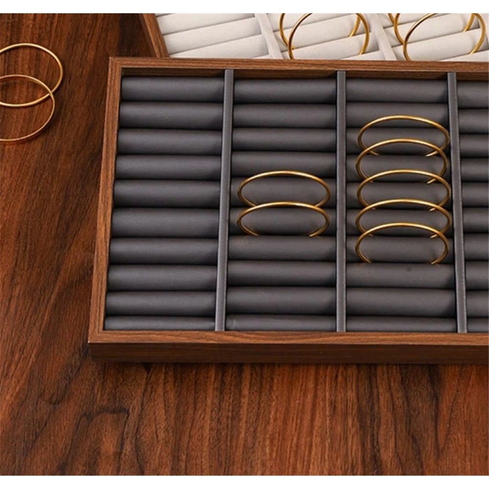 Solid Wood Jewelry Tray Ring Earring Display Showcase Jewelry Organizer,with Ring Holder Ring Box(Only V1192-AZ-W-9078
