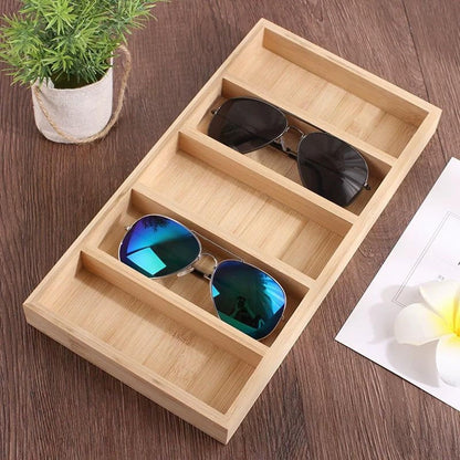 1 Pack Bamboo Sunglasses Display Tray Eyewear Storage Case for Home or Office, Tray Display Showcase V1192-AZ-W-9083