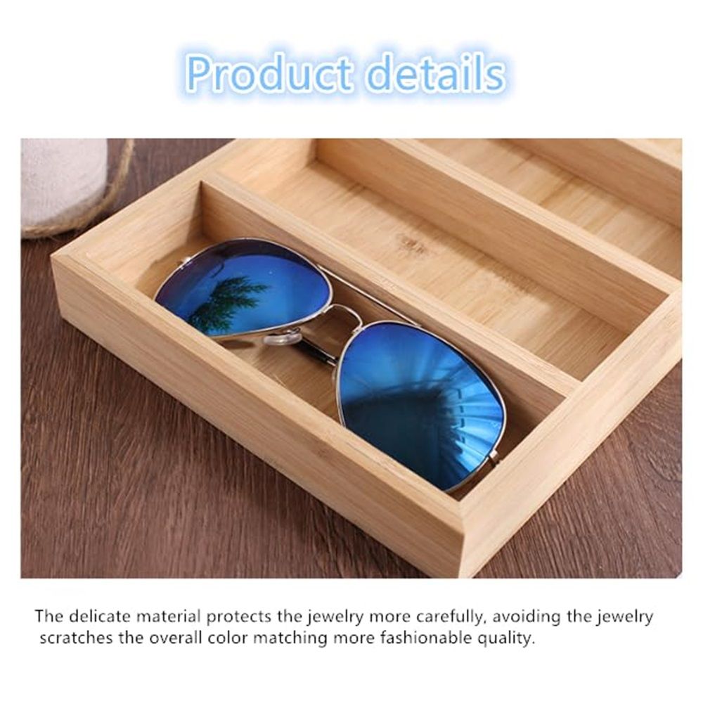 1 Pack Bamboo Sunglasses Display Tray Eyewear Storage Case for Home or Office, Tray Display Showcase V1192-AZ-W-9083