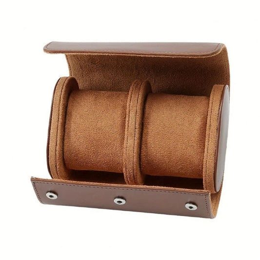 Watch Travel Case for Men & Women, 2 Slot Watch Roll , Portable Watch Roll Organizer with Removable Pillows, V1192-AZ-W-9086
