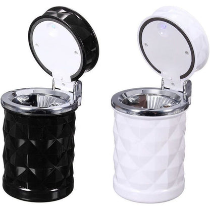 2 pack Auto Car Ashtray Portable with LED Light Ashtray Smokeless Smoking Stand Cylinder Cup Holder (Black V1192-AZ-W-9090
