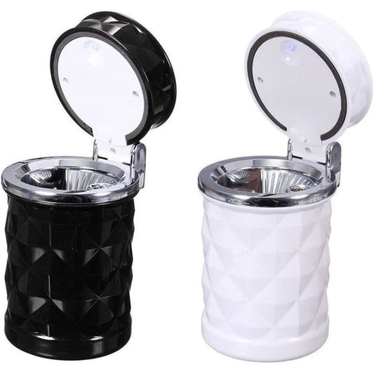 2 pack Auto Car Ashtray Portable with LED Light Ashtray Smokeless Smoking Stand Cylinder Cup Holder (Black V1192-AZ-W-9090