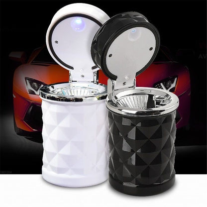 2 pack Auto Car Ashtray Portable with LED Light Ashtray Smokeless Smoking Stand Cylinder Cup Holder (Black V1192-AZ-W-9090