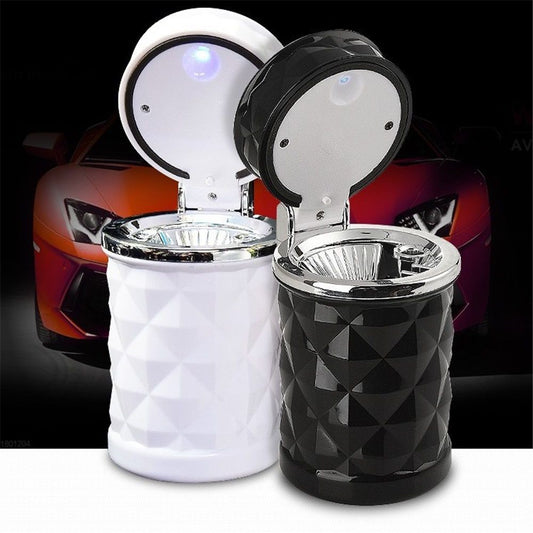 2 pack Auto Car Ashtray Portable with LED Light Ashtray Smokeless Smoking Stand Cylinder Cup Holder (Black V1192-AZ-W-9090