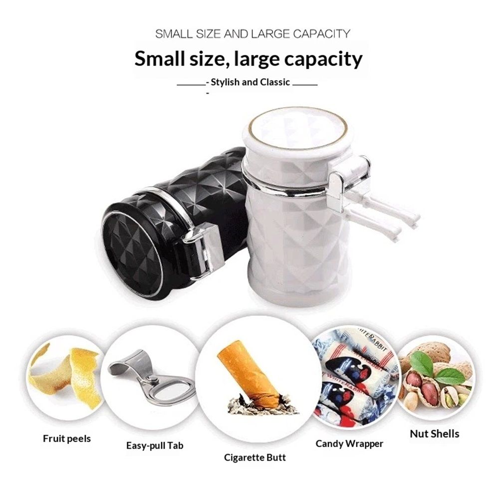 2 pack Auto Car Ashtray Portable with LED Light Ashtray Smokeless Smoking Stand Cylinder Cup Holder (Black V1192-AZ-W-9090