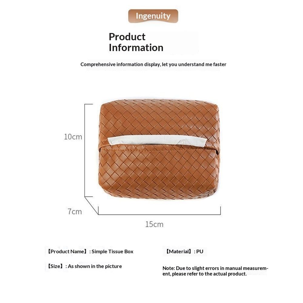 Aesthetic Rectangle Tissue Box Cover, High Flat Box Tissues Holder Rectangular, Woven Textured,Orange coffee V1192-AZ-W-9096