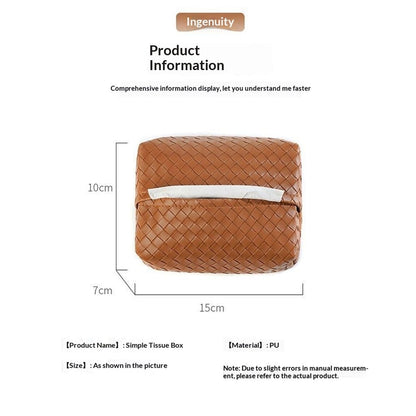 Aesthetic Rectangle Tissue Box Cover, High Flat Box Tissues Holder Rectangular, Woven Textured,Orange coffee V1192-AZ-W-9096