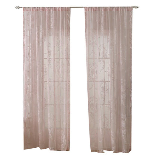 Light Pink Lace Curtains 78 Inches Long 2 Panels Romantic Flower Sheer Curtains for Living Room Bedroom Cute V1192-AZ-W-9108