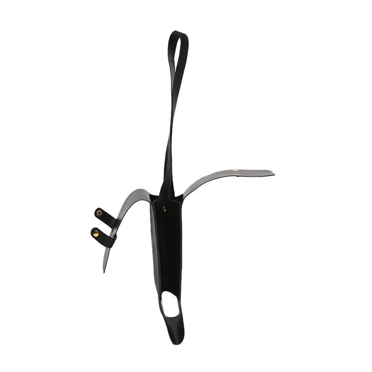 Single Bottle Wine Riveted Carrier, Handmade from Leather, for Wedding, Birthday, Party and Holiday - black V1192-AZ-W-9116
