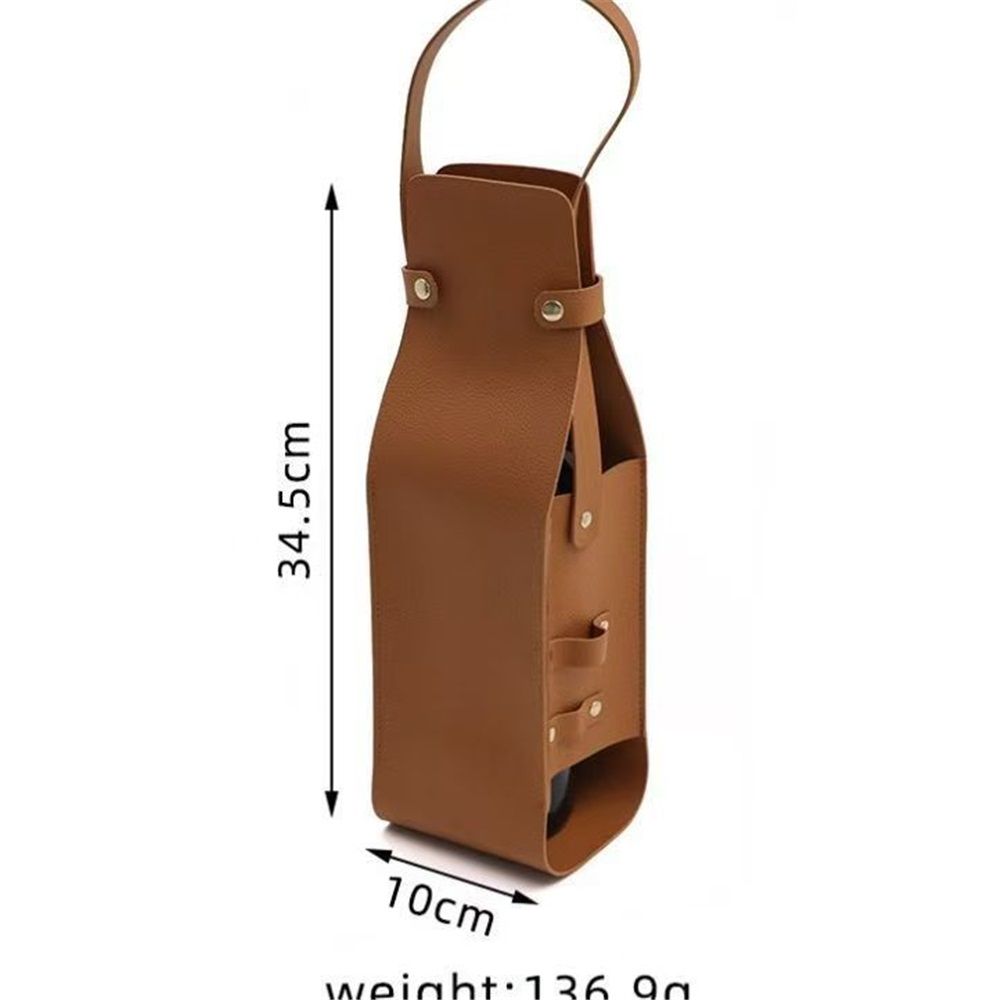 Single Bottle Wine Riveted Carrier, Handmade from Leather, for Wedding, Birthday, Party and Holiday - black V1192-AZ-W-9116
