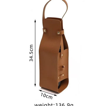 Single Bottle Wine Riveted Carrier, Handmade from Leather, for Wedding, Birthday, Party and Holiday - black V1192-AZ-W-9116