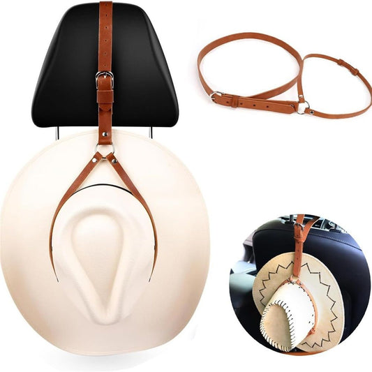 Cowboy Hat Holder for Your Vehicle, 2PCS Leather Cowboy Mounts for truck, Hat Rack for Pickup Truck Keep Your V1192-AZ-W-9118