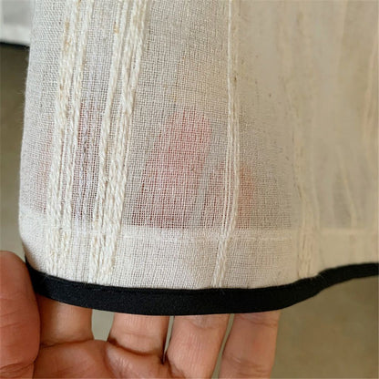 Kitchen Curtains for Small Window,Cafe Curtains 59 Inch Length,Striped Kitchen Pinch Pleat Curtain for Half V1192-AZ-W-9120