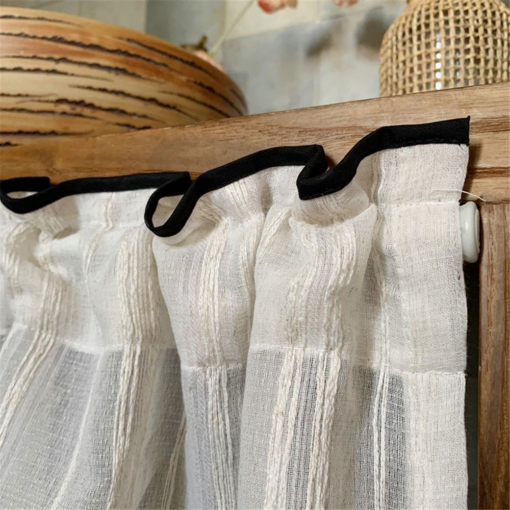 Kitchen Curtains for Small Window,Cafe Curtains 59 Inch Length,Striped Kitchen Pinch Pleat Curtain for Half V1192-AZ-W-9120