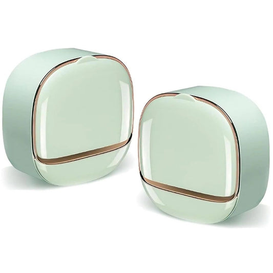 2 pack Adhesive Soap Holder for Shower Wall with Drainage Box, Waterproof Shower Bar Soap Holder Tray, V1192-AZ-W-9128