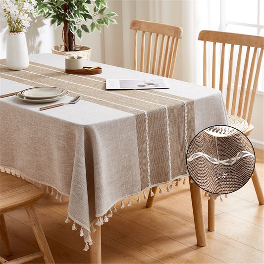 Table Cloth Rectangle Table Rustic Waterproof Tablecloth Cotton Linen Wrinkle Free Spring Tables Cover for V1192-AZ-W-9142