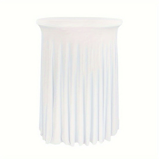 Cocktail Table Covers - 31"x 43" White Cocktail Table Tablecloth with Natural Wavy Round Skirt for Bar V1192-AZ-W-9150