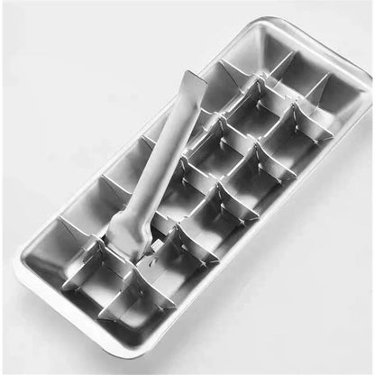 Stainless Steel Ice Cube Maker Tray,Lever Style Ice Cube Mold Quick To Making 18 Ice Cubes, Stainless V1192-AZ-W-9157