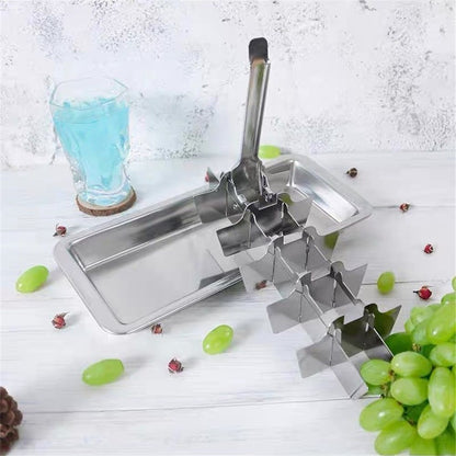 Stainless Steel Ice Cube Maker Tray,Lever Style Ice Cube Mold Quick To Making 18 Ice Cubes, Stainless V1192-AZ-W-9157