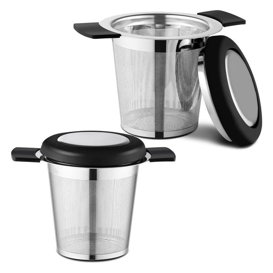 2 Pack Extra Fine Mesh Tea Strainers for Loose Tea Single Cup, 304 Stainless Steel and Food Grade Silicone V1192-AZ-W-9160