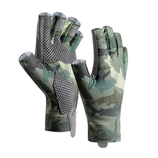 Fishing Gloves Gloves UV Protection Fingerless Gloves Men Women for Outdoor, Kayaking, Rowing, Paddling, V1192-AZ-W-9162